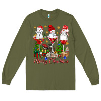 Army Green Merry Christmas wine and cocktails Long Sleeve Tee - NancyCooperArtShop
