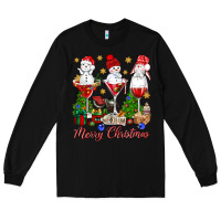 Black Merry Christmas wine and cocktails Long Sleeve Tee - NancyCooperArtShop
