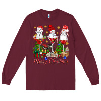 Burgundy Merry Christmas wine and cocktails Long Sleeve Tee - NancyCooperArtShop