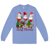 Colony Blue Merry Christmas wine and cocktails Long Sleeve Tee - NancyCooperArtShop
