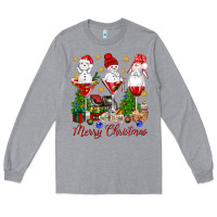 Heather Grey Merry Christmas wine and cocktails Long Sleeve Tee - NancyCooperArtShop