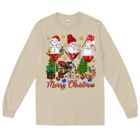 Mushroom Merry Christmas wine and cocktails Long Sleeve Tee - NancyCooperArtShop