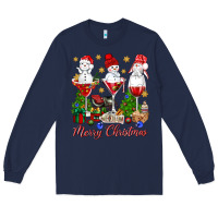 Navy Merry Christmas wine and cocktails Long Sleeve Tee - NancyCooperArtShop
