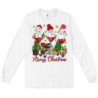 White Merry Christmas wine and cocktails Long Sleeve Tee - NancyCooperArtShop