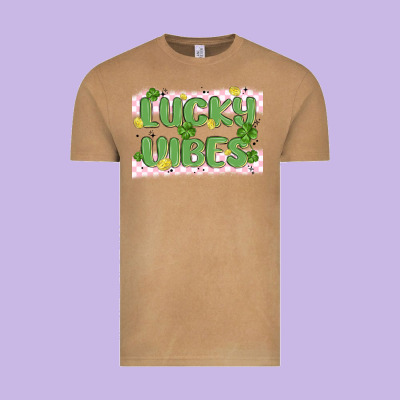 Lucky Vibes Vintage Tee Designed By Maliassmallbusiness