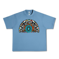 Western Turquoise Aztec Cowhide Serape  Rainbows Urban Heavy Tee | Teevron