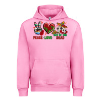 Fuchsia Pink Peace Love Day Of The Dead Urban Hoodie - BundleAndBundleShop