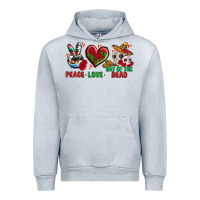 Heather Grey Peace Love Day Of The Dead Urban Hoodie - BundleAndBundleShop