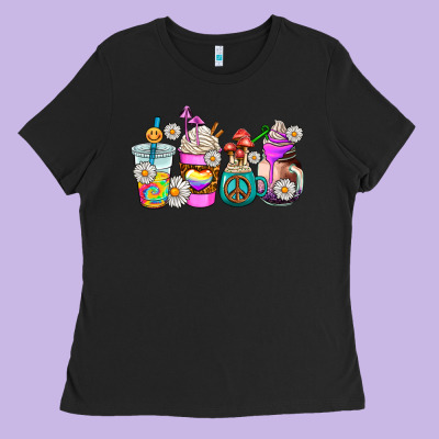Hippie Coffee Cups Ladies Tee Designed By Adodesignshop