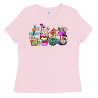 Bubblegum Pink hippie coffee cups Ladies Tee - AdoDesignShop