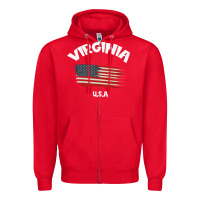 Red VIRGINIA U.S.A Zipper Hoodie - Bettercallsaul
