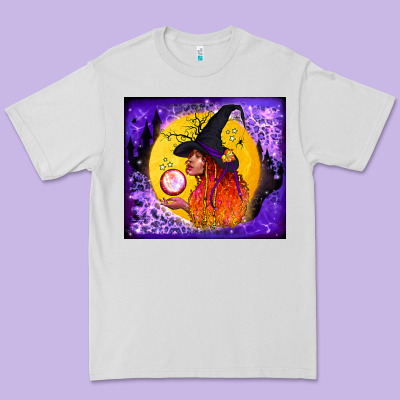 Witch With Crystal Ball Tumbler Premium Tee Designed By Bundleandbundleshop