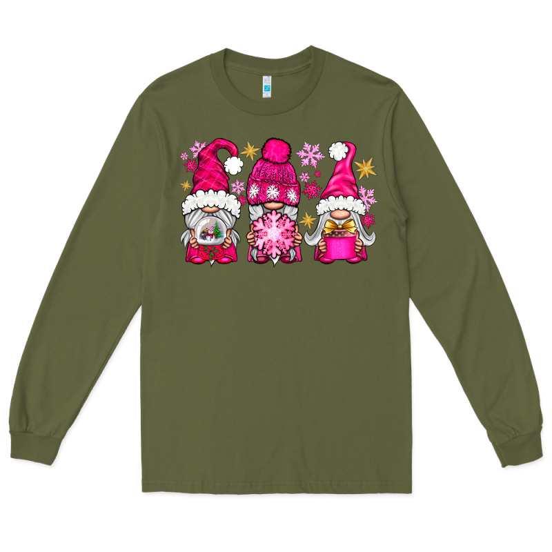 Pink Christmas Winter Gnomes Long Sleeve Tee by NancyCooperArtShop | Teevron