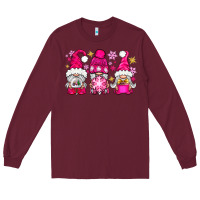Burgundy Pink Christmas winter gnomes Long Sleeve Tee - NancyCooperArtShop