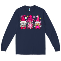 Navy Pink Christmas winter gnomes Long Sleeve Tee - NancyCooperArtShop