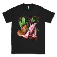 Black cowgirl boots hat horns cactus Classic Tee - NancyCooperArtShop