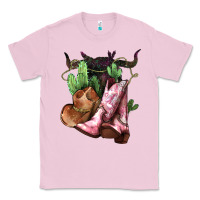 Bubblegum Pink cowgirl boots hat horns cactus Classic Tee - NancyCooperArtShop