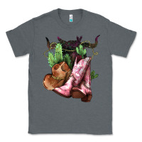 Charcoal Heather cowgirl boots hat horns cactus Classic Tee - NancyCooperArtShop