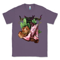 Lavender cowgirl boots hat horns cactus Classic Tee - NancyCooperArtShop