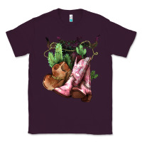 Plum cowgirl boots hat horns cactus Classic Tee - NancyCooperArtShop