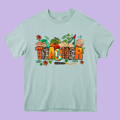 Fall Teacher Heavy Core Tee Designed By Adodesignshop