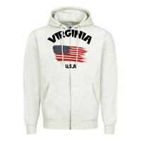Oatmeal Heather VIRGINIA U.S.A Zipper Hoodie - Bettercallsaul