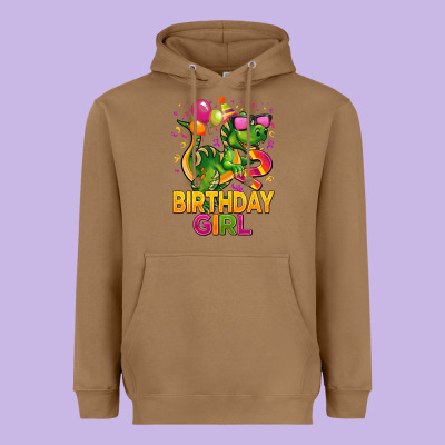 2rd Birthday Girl T Rex Pink Heavyweight Hoodie Designed By Cowgirlartshop
