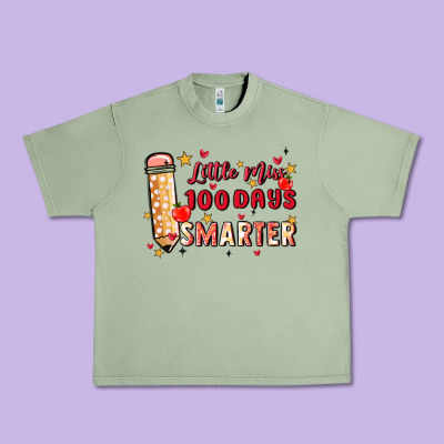 Little Miss 100 Days Smarter Urban Heavy Tee Designed By Maliassmallbusiness
