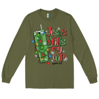 Army Green jesus fills my cup psalm 25 5 Long Sleeve Tee - MaliasSmallBusiness