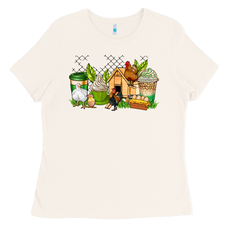 Chicken Coffee Cups Ladies Tee by AdoDesignShop | Teevron