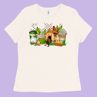 Chicken Coffee Cups Ladies Tee Designed By Adodesignshop