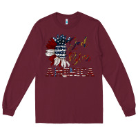 Burgundy god bless america Long Sleeve Tee - JahusDesignShop