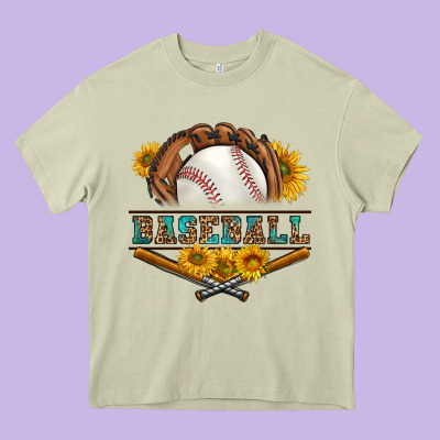 Western Baseball With Sunflower Heavy Core Tee Designed By Bundleandbundleshop