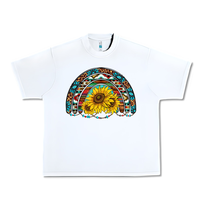 Western Sunflowers Aztec Leopard Serape  Rainbows Urban Heavy Tee by AdoDesignShop | Teevron