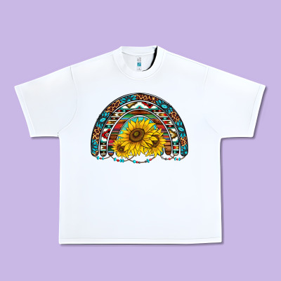 Western Sunflowers Aztec Leopard Serape  Rainbows Urban Heavy Tee Designed By Adodesignshop