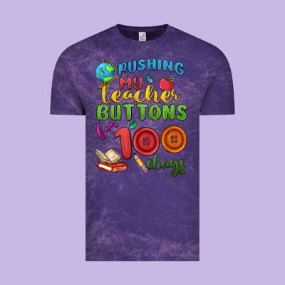 Pushing My Teacher Buttons For 100 Days Vintage Tee Designed By Maliassmallbusiness