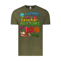 Vintage Olive pushing my teacher buttons for 100 days Vintage Tee - MaliasSmallBusiness