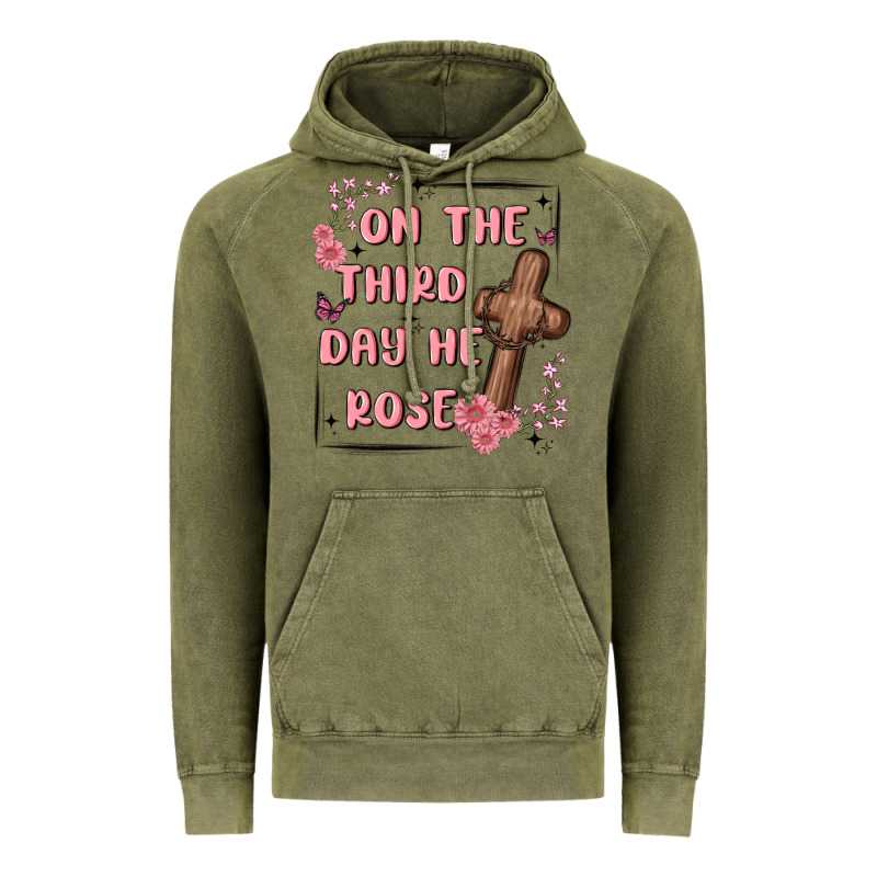 On The Third Day  He Rose Vintage Hoodie by MaliasSmallBusiness | Teevron