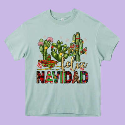 Cactus Feliz Navidad Heavy Core Tee Designed By Jahusdesignshop
