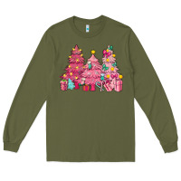 Army Green Pink Christmas trees Long Sleeve Tee - NancyCooperArtShop