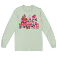 Matcha Pink Christmas trees Long Sleeve Tee - NancyCooperArtShop