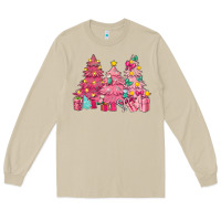 Mushroom Pink Christmas trees Long Sleeve Tee - NancyCooperArtShop