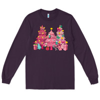 Plum Pink Christmas trees Long Sleeve Tee - NancyCooperArtShop