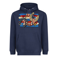 Navy 4th of july horseshoe Heavyweight Hoodie - CowGirlArtShop