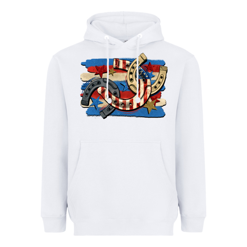 4th Of July Horseshoe Heavyweight Hoodie by CowGirlArtShop | Teevron