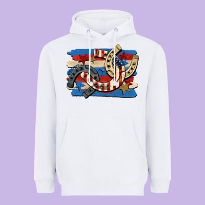 4th Of July Horseshoe Heavyweight Hoodie Designed By Cowgirlartshop