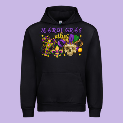 Mardi Gras Vibes Skull Urban Hoodie Designed By Fadigitalartstudio
