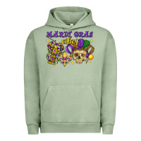 Pigment Oil Green mardi gras vibes skull Urban Hoodie - FaDigitalArtStudio