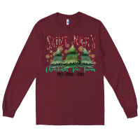 Burgundy Saint Nick's Christmas Tree Farm Long Sleeve Tee - MaliasSmallBusiness