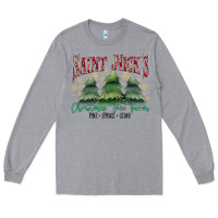 Heather Grey Saint Nick's Christmas Tree Farm Long Sleeve Tee - MaliasSmallBusiness